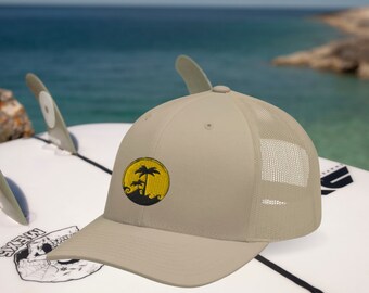 Sombrero Isla al Sol / Sombrero Bordado, Gorra de Camionero, Gorra de Camionero, Sombrero de Verano, Gorra de Béisbol, Gorra de Surfista, Gorra de Playa, Gorra con Cierre a Presión, Gorra de Surf