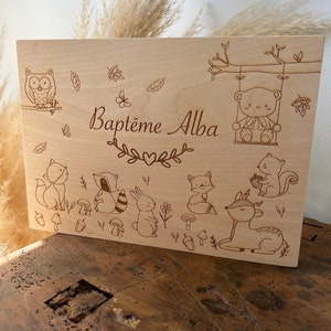 Panneau Bienvenue / Carte / affiche bois / thème forêt