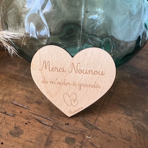 Magnet coeur en bois / cadeau maîtresse/ maître/ nounou / atsem/ cadeau fin d'année/ cadeau personnalisé / aimant image 4