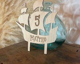 Cake topper bois/ Gateau anniversaire / Baptême / Baby shower / mariage / pirate / bateau