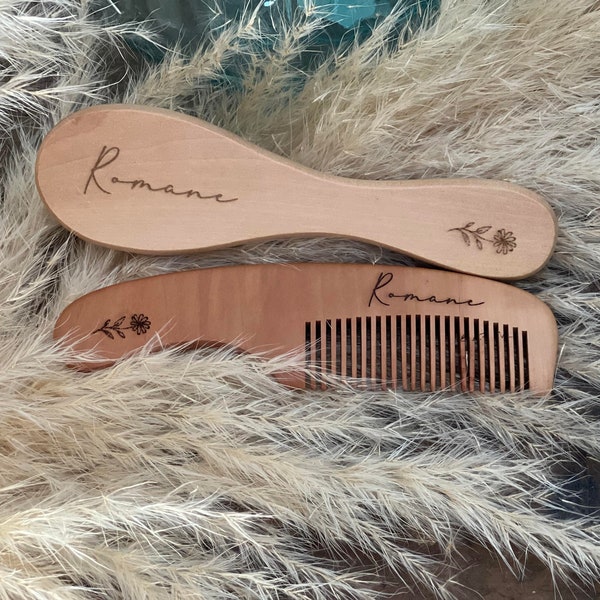 Brosse et peigne en bois personnalisés / cadeau naissance / bébé / enfant / objet personnalisé / bois