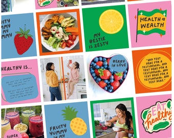 Gesundheit Instagram Canva, Bearbeitbares Template, Health Coach, Wellness Coach, 32 Posts