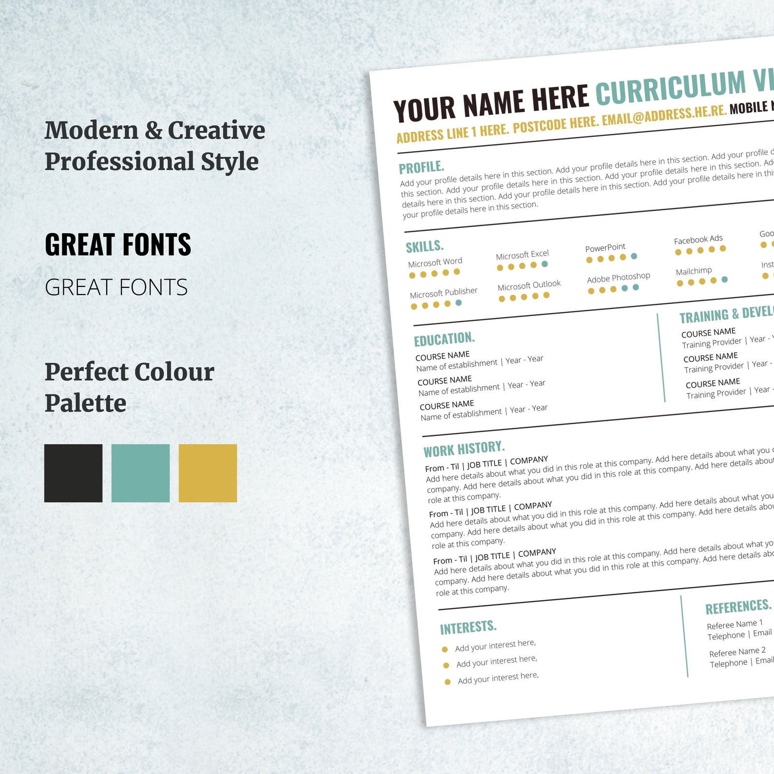 CV Template Canva, Creative Cv Template, Marketing Resume, CV Template