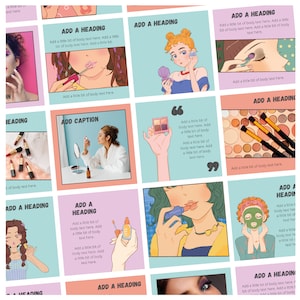 Digital Instagram Templates for Makeup Business | 32 Versatile Designs for Social Media Success