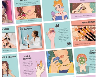 Digitale Instagram Vorlagen für Makeup Business | 32 vielseitige Designs für Social Media Erfolg
