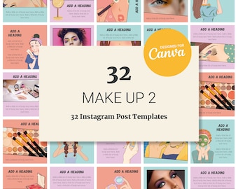 Instagram Template für Make up Business, Make up Artist, Produkte, 32x Canva Template