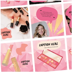 Digital 32x Instagram Makeup Canva Templates | Editable Templates for Makeup Business