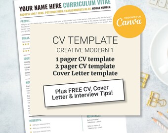 Lebenslauf Vorlage Canva, Kreative Lebenslauf Vorlage, Marketing Lebenslauf, Lebenslauf Vorlage Professional, Lebenslauf und Anschreiben Bundle, Lebenslauf, bearbeitbar
