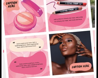 Digitale 32x Instagram Makeup Canva Vorlagen | Bearbeitbare Vorlagen für Makeup Business