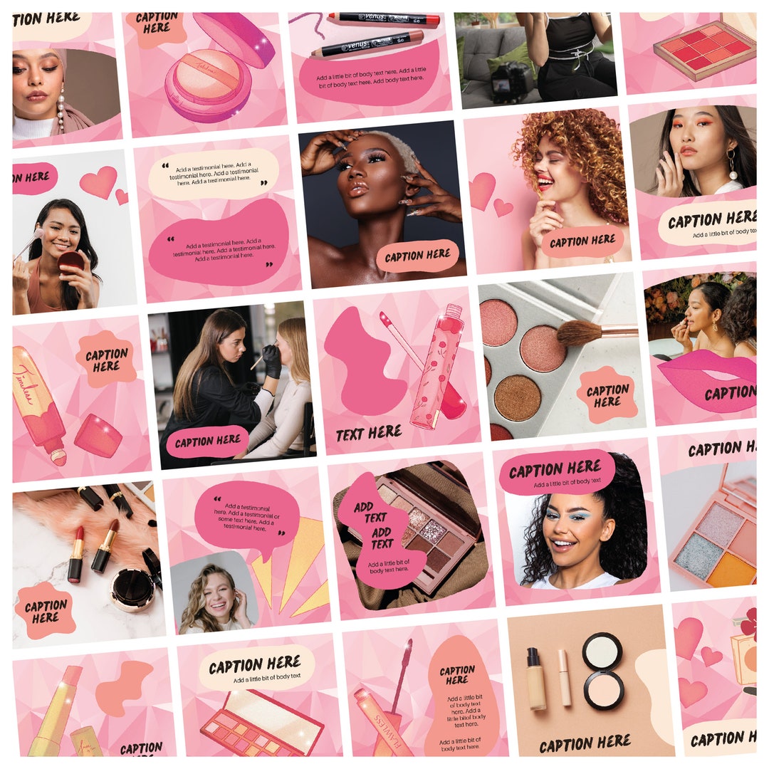 Digital 32x Instagram Beauty Templates | Canva Templates for Makeup ...
