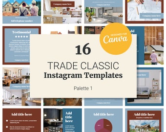 Instagram Template für Trade Business, Bau Template, Gebäude Template, Interior Design Template, Trade Classic 1, 16 Post Template