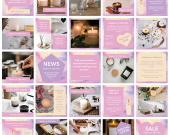 Digitale 32x Instagram Grafiken für Handwerksbetriebe und Kerzenmacher | Bearbeitbare Canva-Vorlagen