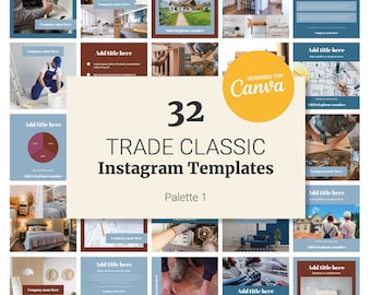 Instagram Template für Trade Business, Bau Template, Gebäude Template, Interior Design Template, Trade Classic 1, 32 Post Template