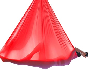 Aerial Yoga Hammock Kits - Medium Stretch Aerial Silks - Solid Color Fun Kids Sensory Swing - Supportive Indoor Swing Chair for Adults