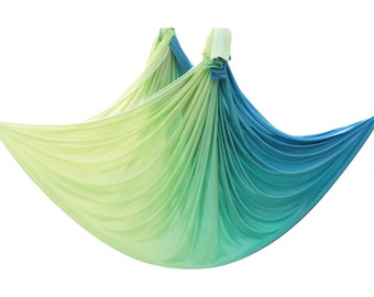 Aerial Yoga Hammock Kits - Medium Stretch Aerial Silks - Gradient Color Fun Kids Sensory Swing - Supportive Indoor Swing Chair for Adults