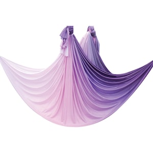 Aerial Yoga Hammock Kits - Medium Stretch Aerial Silks - Purple Pink Gradient Kids Sensory Swing - Supportive Indoor Swing Chair for Adults