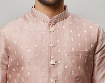 Hand Made Custom Fit Cotton embroidery Men's Indian Wedding Wear waistcoat jacket, Nehru jacket