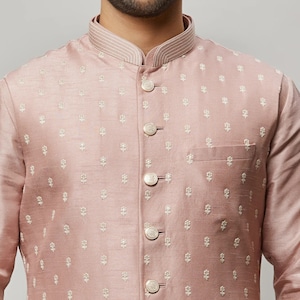 Hand Made Custom Fit Cotton embroidery Men&#39;s Indian Wedding Wear waistcoat jacket, Nehru jacket