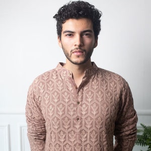 Mens Heavy Chikankari Arbeit Kurta Pyjama Set indische Kurta Pyjama Set für Männer indische Hochzeit tragen Outfit für Herren Zeremonie Outfites