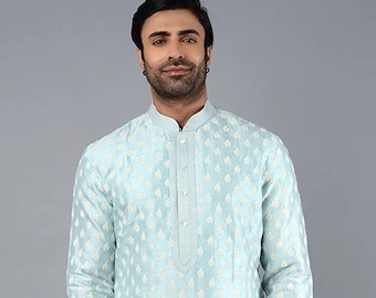 Custom Fit Mens embroidery Kurta Pyjama Set indian kurta pajama set for men indian wedding wear outfit, mens ethnic wear collection