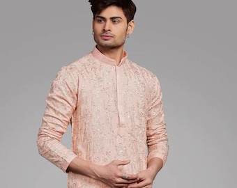 Custom Fit Mens embroidery Kurta Pyjama Set indian kurta pajama set for men indian wedding wear outfit