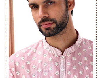 Mens Embroidered Kurta Pyjama Set, Indian Wedding Outfit