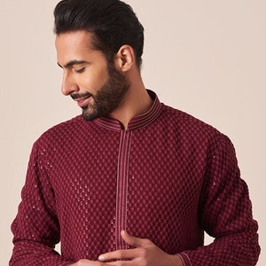Georgette embroidery mens kurta Churidar set for indian wedding wear