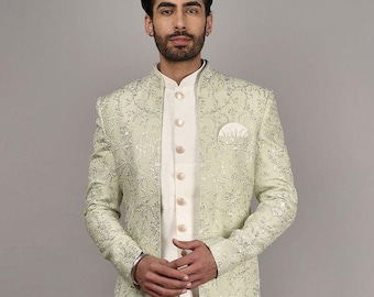 Men's wedding wear indowestern 3 piece set, function wear, festival wear, embroidery indowestern
