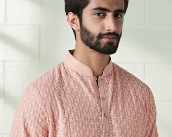 Georgette embroidery mens kurta Churidar set for indian wedding wear