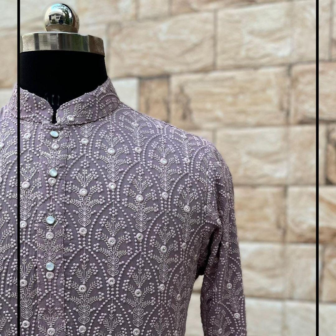 Indiase heren pak van jacquard - Roma Wedding Styling