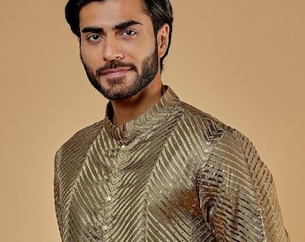 Custom Fit Mens embroidery Kurta Pyjama Set indian kurta pajama set for men indian wedding wear outfit