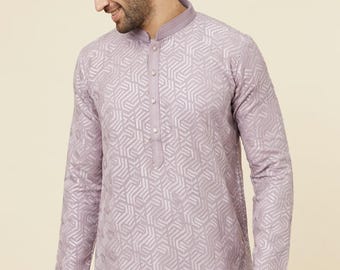 Herren Chikankari Kurta Pyjama Set: Indisches Hochzeitsoutfit