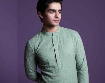 Custom Fit Mens embroidery Kurta Pyjama Set indian kurta pajama set for men indian wedding wear outfit