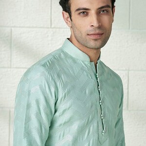 Raw Silk embroidery mens kurta Churidar set for indian wedding wear