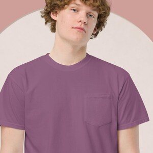 T-shirt uni 6030 poches Comfort Colors, épais, teint en pièce, 100 % coton, inspiration vintage