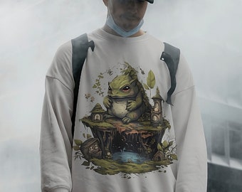 Cottagecore Sweater, Frog Jumper, Goblincore, Frogcore Aesthetic Gift for Nature Lovers & Forest Enthusiasts