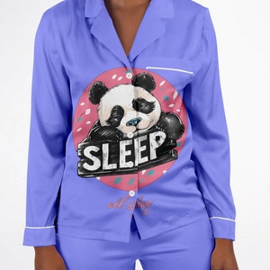 Panda satijnen pyjamaset dames de hele dag slapen - gezellige en schattige loungekleding - zachte nachtkleding om te ontspannen
