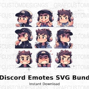9 Discord, Twitch Emote Scalable SVG Cut Files Bundle, Twitch Streamer Emoticon Graphics, Pobieralne Twitch Emotes