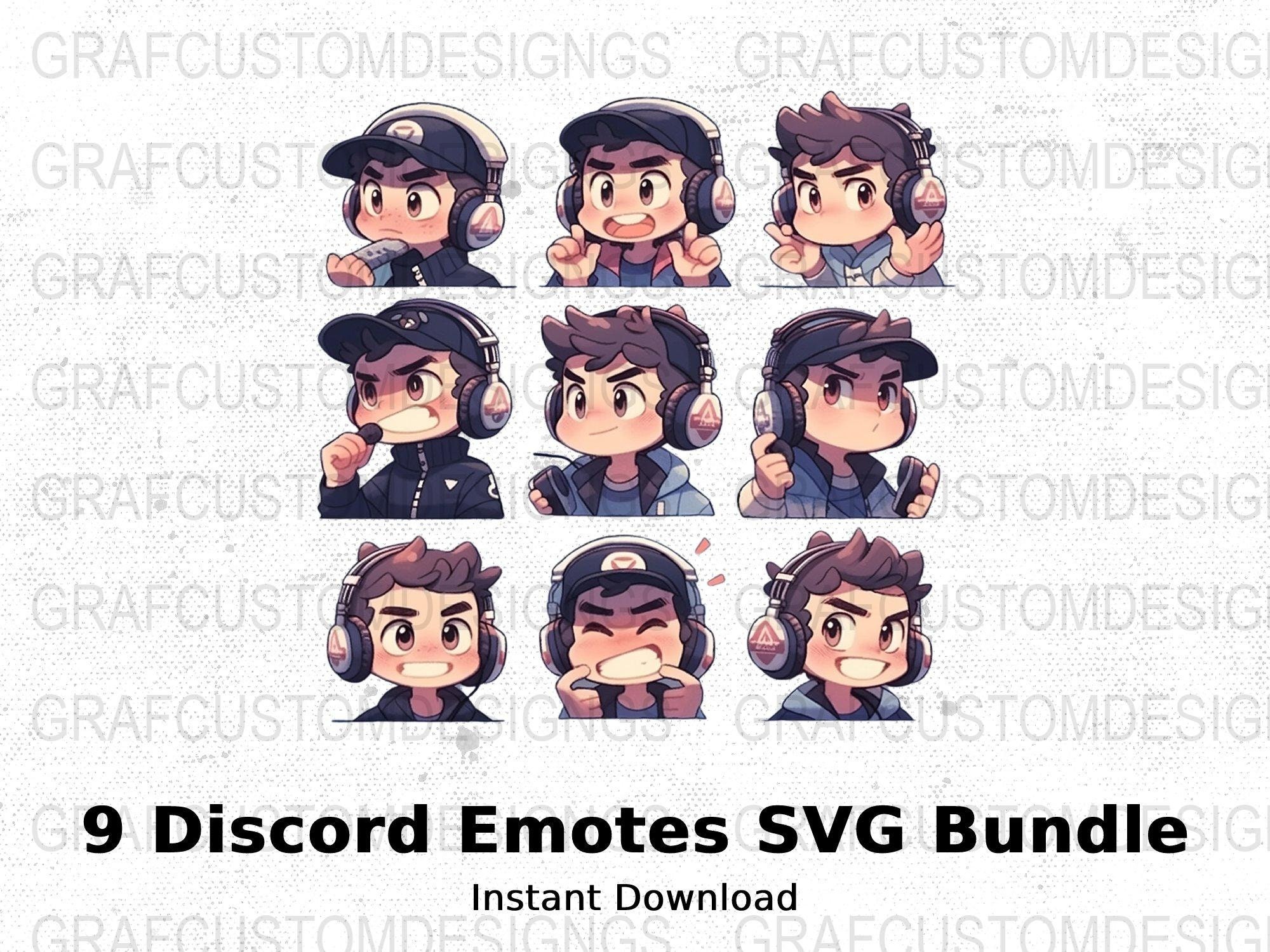 9 Discord, Twitch Emote Scalable SVG Cut Files Bundle, Twitch Streamer Emoticon Graphics, Downloadable Twitch Emotes