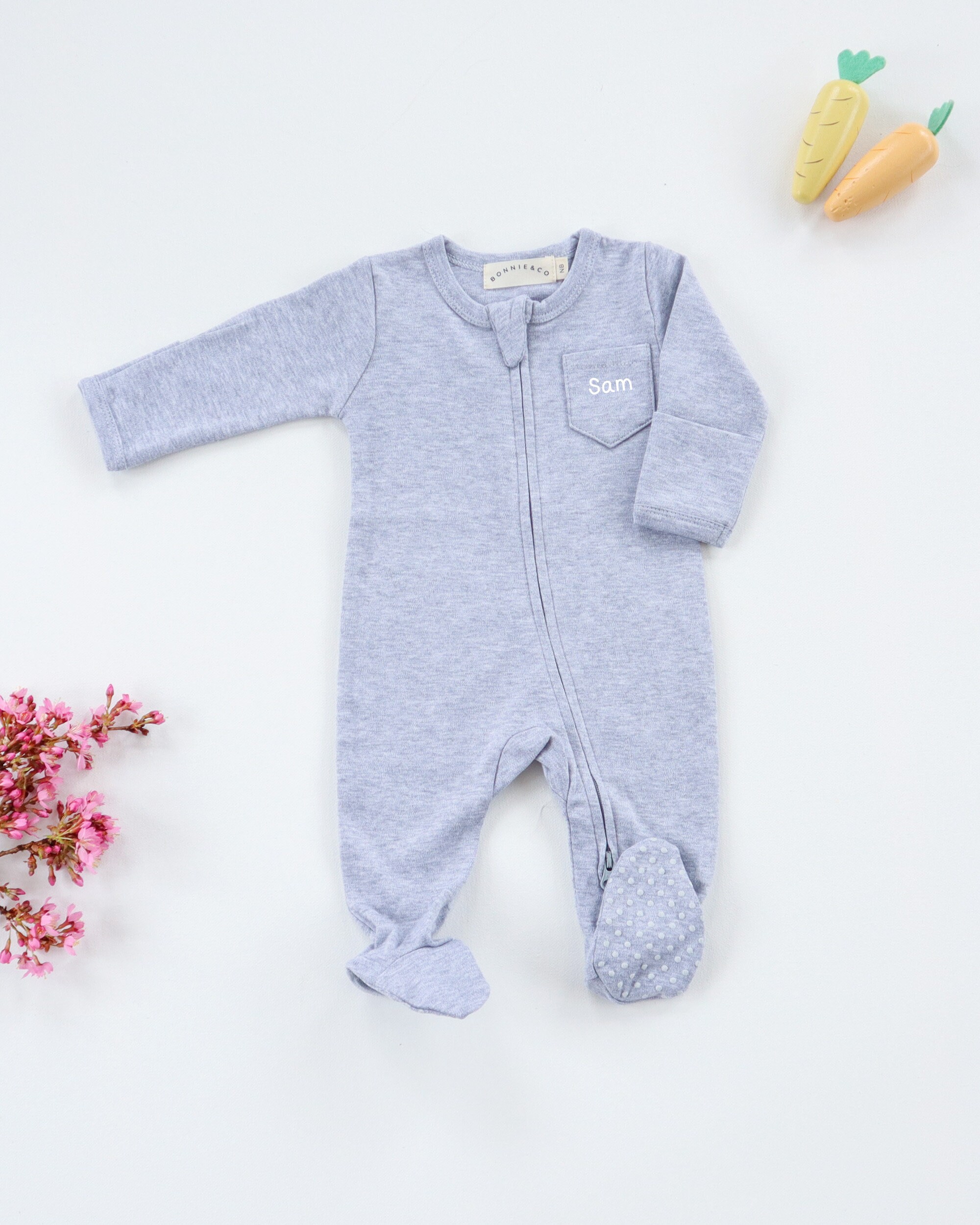 Organic Zip Babygrows and Sets Personalised Two Way Zip Baby Etsy