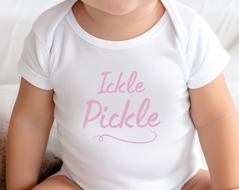 Ickle Pickle Slogan Baby Bodysuit | Cotton babygrow, newborn to 18 months, long and short sleeves, perfect new baby or baby shower gift!