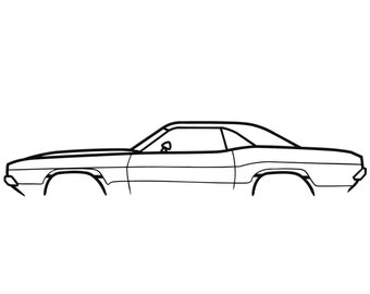 1970 Dodge Challenger R/T Silhouette Metal Wall Art