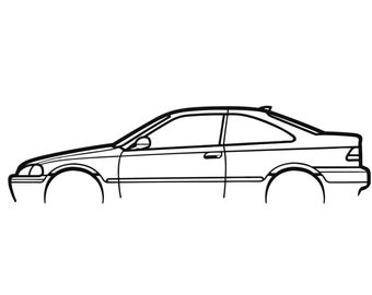 1996 Honda Civic Coupe Silhouette Metal Wall Art