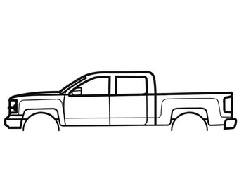 2017 Chevrolet Silverado Crew Cab Silhouette Metal Wall Art