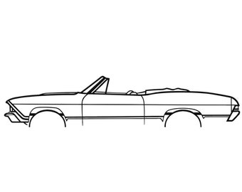 1968 Chevrolet Chevelle Convertible Silhouette Metal Wall Art