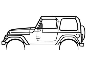 2000 Jeep Wrangler TJ Silhouette Metal Wall Art