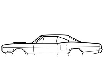 1970 Dodge Coronet R/T Silhouette Metal Wall Art