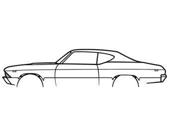 1969 Chevrolet Chevelle SS Silhouette Metal Wall Art