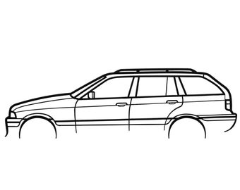 BMW E36 Touring (1994-1999) Silhouette Metal Wall Art