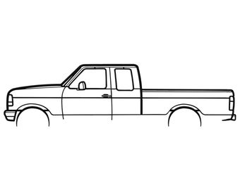 1995 Ford F150 Silhouette Metal Wall Art